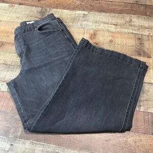 LOGO by Lori Goldstein | Women's Washed Black Wide Leg Crop Jeans Sz 16